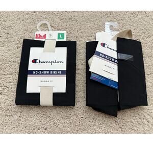 Champion Women's No-Show Bikini Underwear Black Size L Seamless Stretch